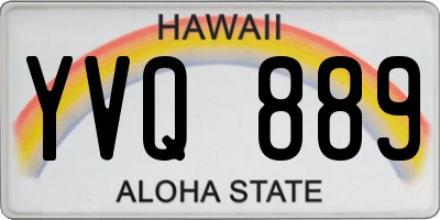 HI license plate YVQ889