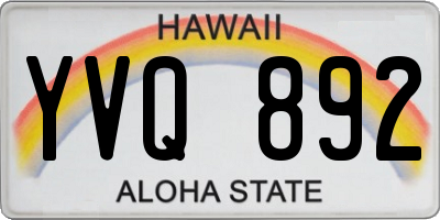 HI license plate YVQ892
