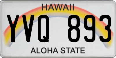 HI license plate YVQ893