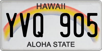 HI license plate YVQ905