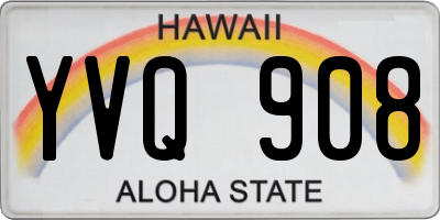 HI license plate YVQ908