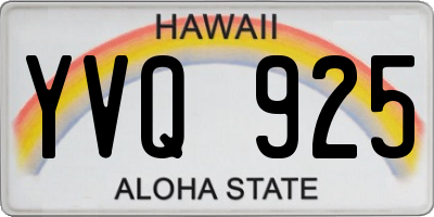 HI license plate YVQ925