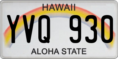 HI license plate YVQ930