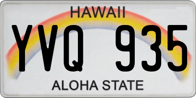 HI license plate YVQ935