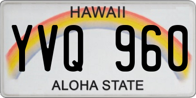 HI license plate YVQ960