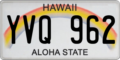 HI license plate YVQ962