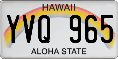 HI license plate YVQ965