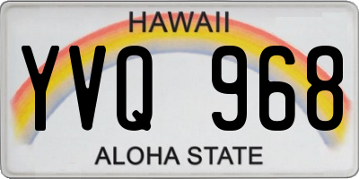HI license plate YVQ968