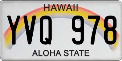 HI license plate YVQ978