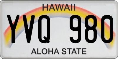 HI license plate YVQ980
