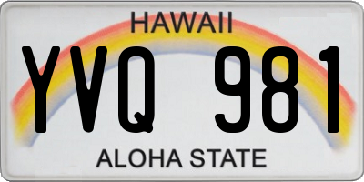 HI license plate YVQ981