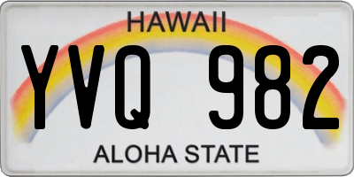 HI license plate YVQ982