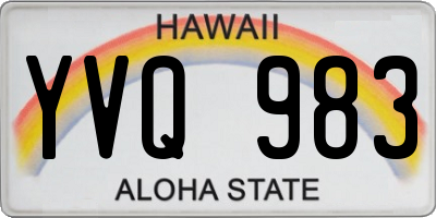 HI license plate YVQ983