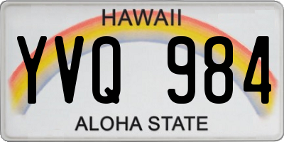 HI license plate YVQ984