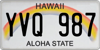 HI license plate YVQ987