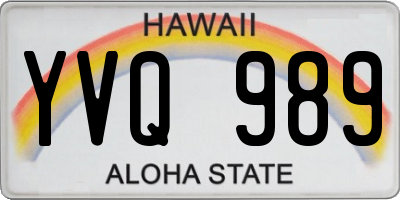 HI license plate YVQ989