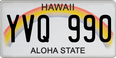 HI license plate YVQ990