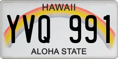 HI license plate YVQ991