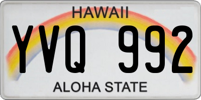 HI license plate YVQ992