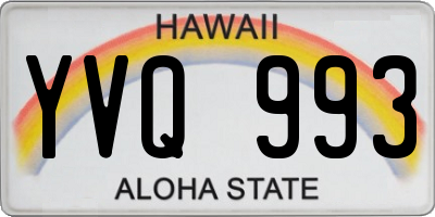 HI license plate YVQ993