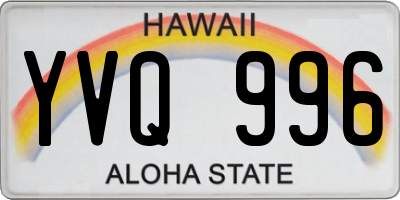 HI license plate YVQ996