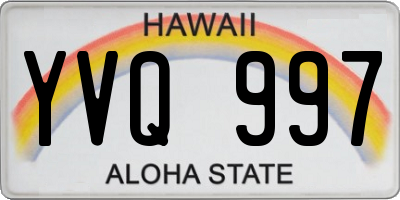 HI license plate YVQ997