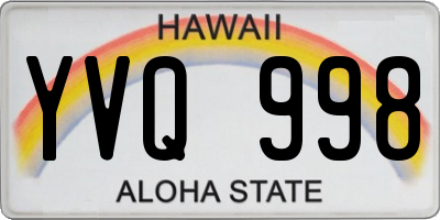 HI license plate YVQ998