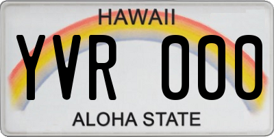 HI license plate YVR000