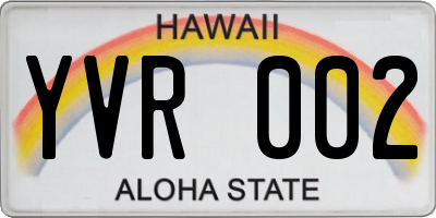 HI license plate YVR002