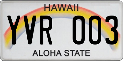 HI license plate YVR003