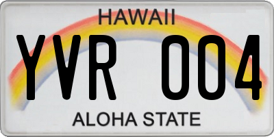HI license plate YVR004