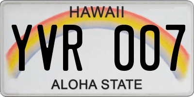 HI license plate YVR007