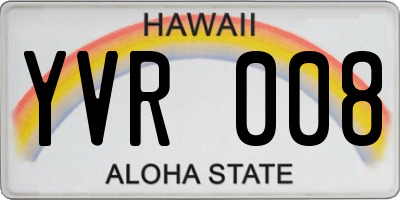 HI license plate YVR008