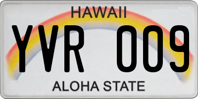 HI license plate YVR009