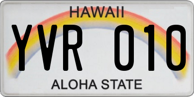 HI license plate YVR010