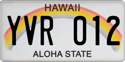 HI license plate YVR012