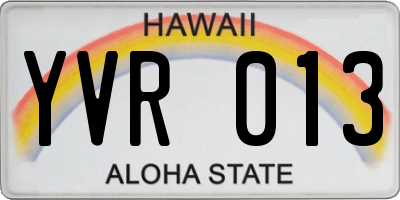 HI license plate YVR013