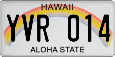 HI license plate YVR014