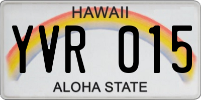 HI license plate YVR015