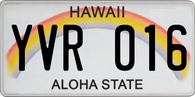 HI license plate YVR016