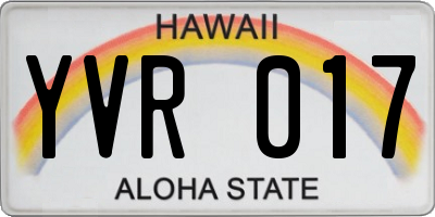 HI license plate YVR017