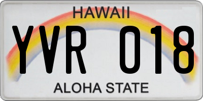 HI license plate YVR018