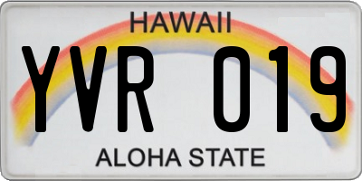 HI license plate YVR019