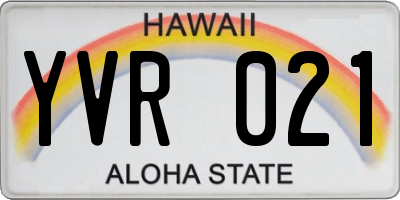 HI license plate YVR021