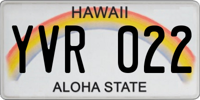 HI license plate YVR022