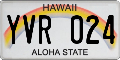 HI license plate YVR024