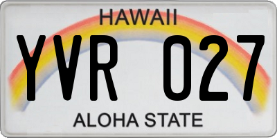 HI license plate YVR027
