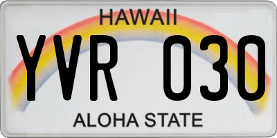 HI license plate YVR030