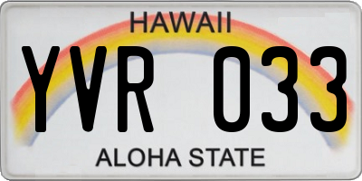 HI license plate YVR033