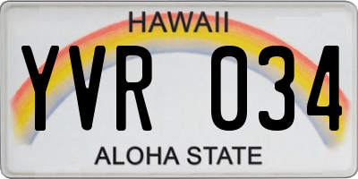 HI license plate YVR034